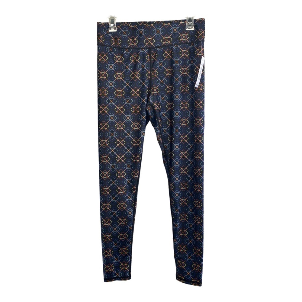 Terez athletic leggings black aqua sound shapes L $95 colourful atomic yoga